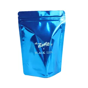 3.5g 7g Fancy Blue Foil Mylar Bag Standup Ziplock Mylar Pouches MJ Food Self Seal Mylar Bags 3.5g
