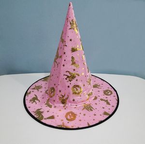 Chapeau de sorcière en tissu Haoxuan pour adultes, idéal pour <span class=keywords><strong>les</strong></span> costumes de fête de remise des diplômes et d'Halloween - Accessoire de mascarade doré en relief - Product Image 5
