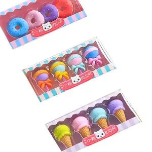 Carino creativo scuola studente simulazione gelato gomme da cancellare ciambella Set bambini cartone animato cibo gomma regalo forniture di cancelleria