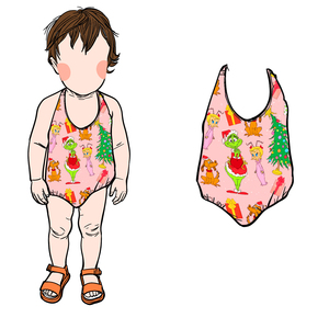 Ga-19 Pelele de algodón burbuja con estampado personalizado y tirantes ajustables para bebés y niñas pequeñas, estilo Hawaiano, Verano, Europa y América - Product Image 2