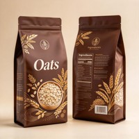 Sachet personnalisé à fond plat refermable pour flocons d'avoine, noix, céréales de petit-déjeuner, emballage alimentaire en plastique de qualité alimentaire