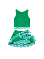 Ensemble d'uniformes scolaires d'été personnalisés à pois, tenue décontractée pour filles. Tenue de sport style preppy avec lettrage