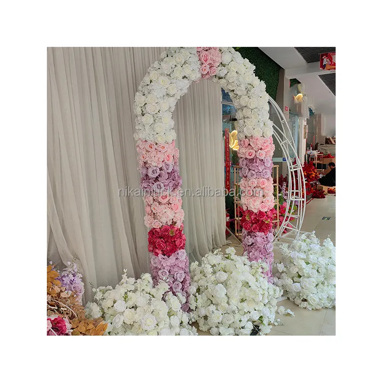Supporto per fondale con decorazione di nozze fiori colorati per arco di nozze rosa per palcoscenico di eventi