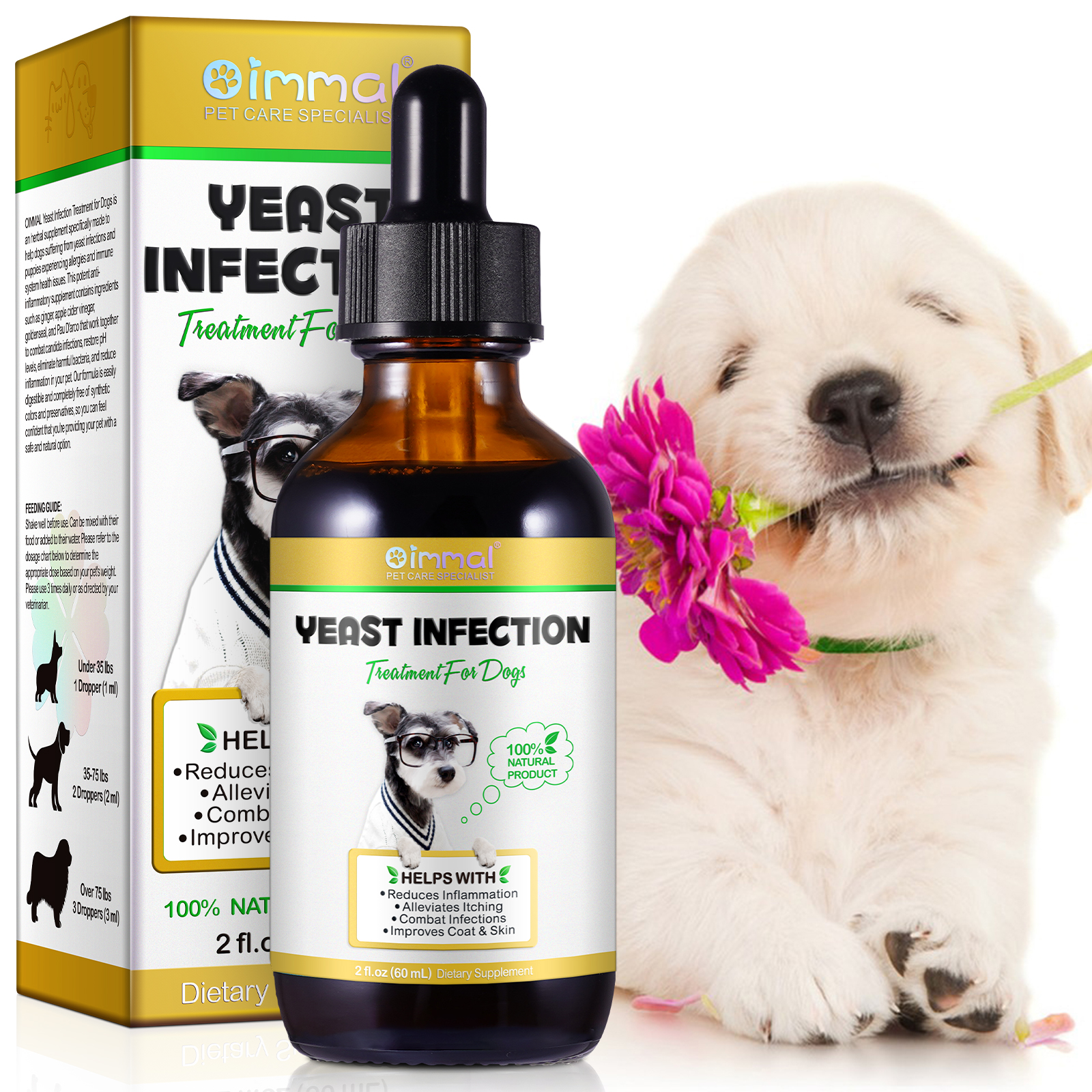 Oimmal Ear Infection Treatment Liquid Dog Yeast Drops For Immune Support Allergy Relief Reduces Inflammation