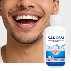 SANOSSI Zahnfleischentzündung Mundwasser Mundreinigung Atem-Erfrischer 248ml Parodontitis Mundspülung Mundpflege-Set - Product Image 1