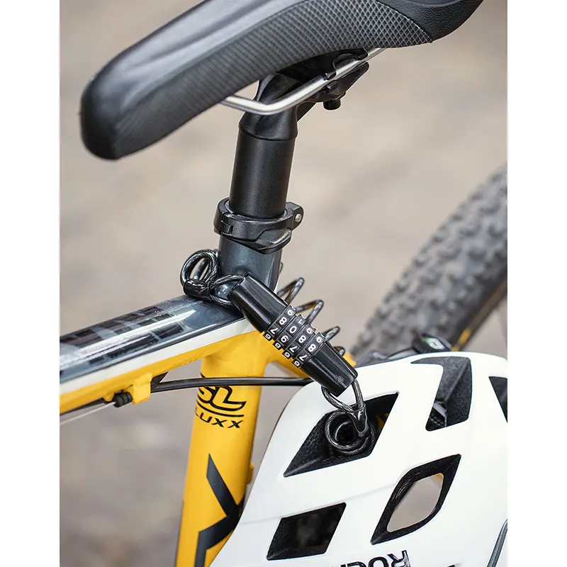 Motorcycle Helmet Lock 4 Digit Little Cable Lock Also Suitable For Bicycle Helmet Luggage Lock Black Color