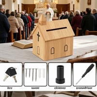 Boîte à offrandes rustique en bois pour église, 9,1*6,7*11,8 pouces, pour collecte de dons et de demandes de prière, idéale pour la collecte de fonds - Grande Vente