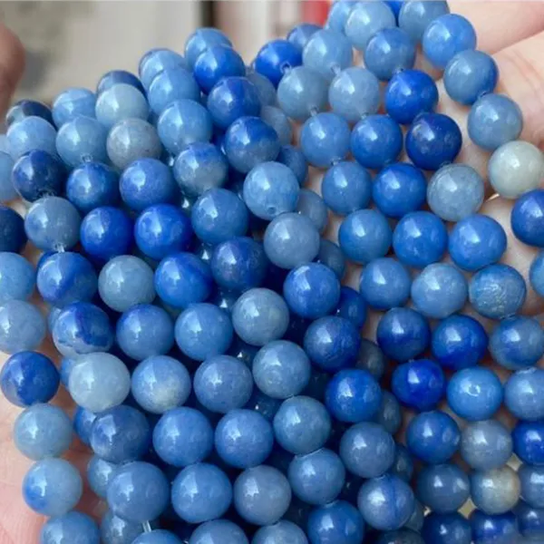 Perles rondes en pierre <span class=keywords><strong>Aventurine</strong></span> bleue naturelle, pierres précieuses, pour la fabrication de bijoux, livraison gratuite