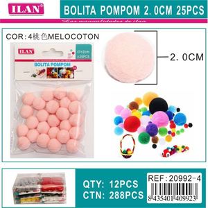 Ilan Bolita Pompom 2.0 Cm 25 Pezzi Melocoton Decorazioni Artigianali - Product Image 3