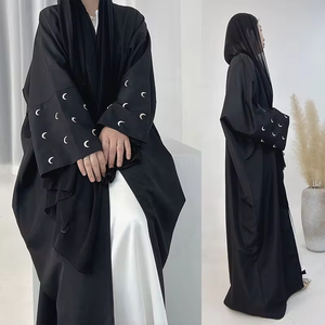 PROMISTAR <span class=keywords><strong>Mujer</strong></span> Luna Bordado EID Kimono Cardigan Transpirable Abaya Vestido Hijab Oración En Relieve Adultos Dubai - Product Image 2