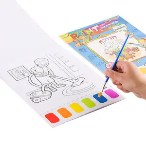 Custom Pocket Watercolor Painting Book for Kids Palette Paint Book Water Coloring Drawing Book Toys Set with Brush