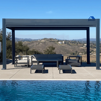 Pergola d'extérieur en aluminium de style classique Gazebo à persienne étanche à montage mural Couvre-toit motorisé pour balcon