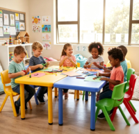 Ensemble de meubles pour enfants, bureaux et chaises durables en métal et en plastique, salle de classe de maternelle, autres meubles scolaires