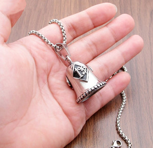 Nœud personnalisé motard crâne tête de gardien cloche pendentif 1% cloche casques gardien cloche <span class=keywords><strong>moto</strong></span> soutien <span class=keywords><strong>collier</strong></span> - Product Image 3