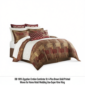 DB 100% Egyptian Cotton <b>Comforter</b> <b>Set</b> 4 Piece Brown Floral Woven for Home Hotel Wedding Use Super King - Product Image 1