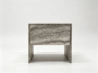 Table d'appoint en travertin naturel avec tiroir, table d'appoint de luxe en pierre naturelle massif pour salon, chambre, villa, meubles de maison