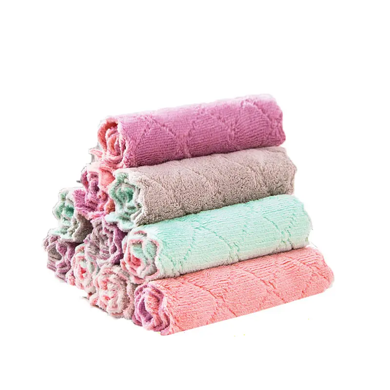 Wholesale Reusable Microfiber Cleaning Cloth Super Absorbent Dish Towel Home Kitchen Oil and Dust Clean Rag Kitchen Supply