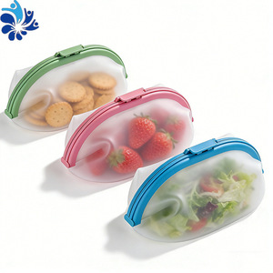 Silicone Food Storage Bags Mint Green <b>Large</b> Capacity Reusable Freezer <b>Safe</b> For Snacks And Fruits - Product Image 2