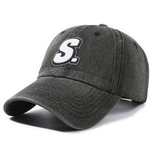 Gorra de Papá Bordada con la Letra S, 100% Algodón Lavado, 6 Paneles, Unisex, Ajustable, para Deportes Casuales al Aire Libre - Product Image 4