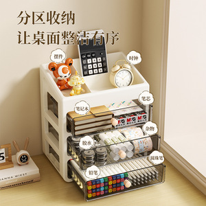 Office Organizer <b>Drawer</b> <b>Storage</b> Box Multi Layer With Lid For Stationery Books And Cosmetics Desktop Organizer - Product Image 4