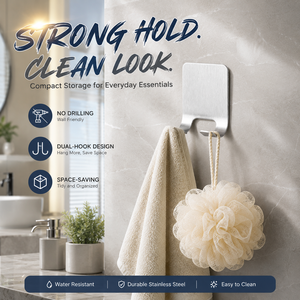 Moderne hotelkeuken badkamer roestvrijstalen dubbele haak waterdichte anti-roest zelfklevende kastdeuren haken doek handdoek - Product Image 2