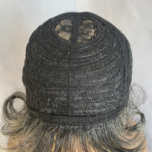 Perruque <span class=keywords><strong>courte</strong></span> bouclée crépue noire et grise pour femmes, style bob ondulé naturel, <span class=keywords><strong>coupe</strong></span> pixie, en cheveux humains fabriquée à la machine pour femmes noires - Product Image 6