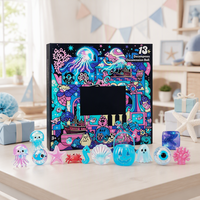 Calendrier de l'Avent Thème Océan : Boîte Cadeau Compte à Rebours avec 13 Balles Anti-Stress et Jouets Surprise pour les Fêtes