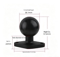Support de téléphone portable industriel en alliage d'aluminium anti-corrosion avec rotule à base fixe diamantée de 1,5 pouce pour tableau de bord