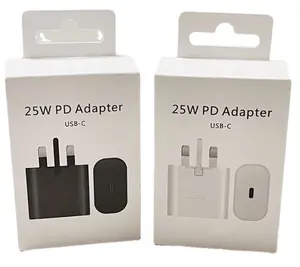 Adaptador de parede carregador tipo C, adaptador de parede com 25W PD, plugue UK, carregador USB C de carregamento rápido para Samsung S24 S23 S20 Note20