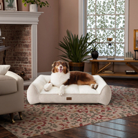 Coussin orthopédique d'été pour chien, épais, imperméable, avec housse amovible, forme carrée, en peluche douce Sherpa, pour petits animaux et chats