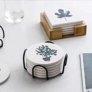 Hot-Sale Sublimation Mandala Design runde Keramik Untersetzer mit Kor krücken