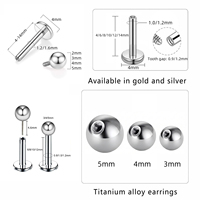 Getta Industrial Bar Titan-Schmuck F136 Größe Piercing-Ohrring und Zungenring mit vergoldetem Zirkon – weitere Größen erhältlich