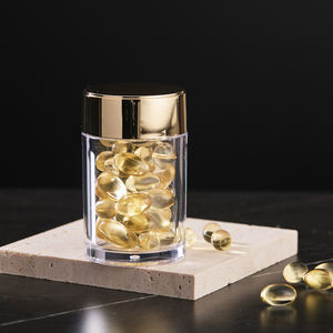 Bocaux cylindriques transparents en acrylique de 30/50/100 ml avec couvercles dorés ou violets, contenants scellés pour l'emballage de vitamines, d'huile de <span class=keywords><strong>poisson</strong></span> et de compléments alimentaires - Product Image 4