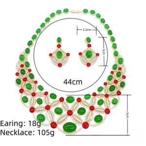 Set <span class=keywords><strong>di</strong></span> Gioielli Stile <span class=keywords><strong>Palazzo</strong></span> <span class=keywords><strong>di</strong></span> <span class=keywords><strong>Giada</strong></span> Placcato Oro Vintage, Collana e Orecchini per Donna, Regalo per Festival Cinesi, Set <span class=keywords><strong>di</strong></span> Gioielli <span class=keywords><strong>di</strong></span> Alta Gamma - Product Image 5