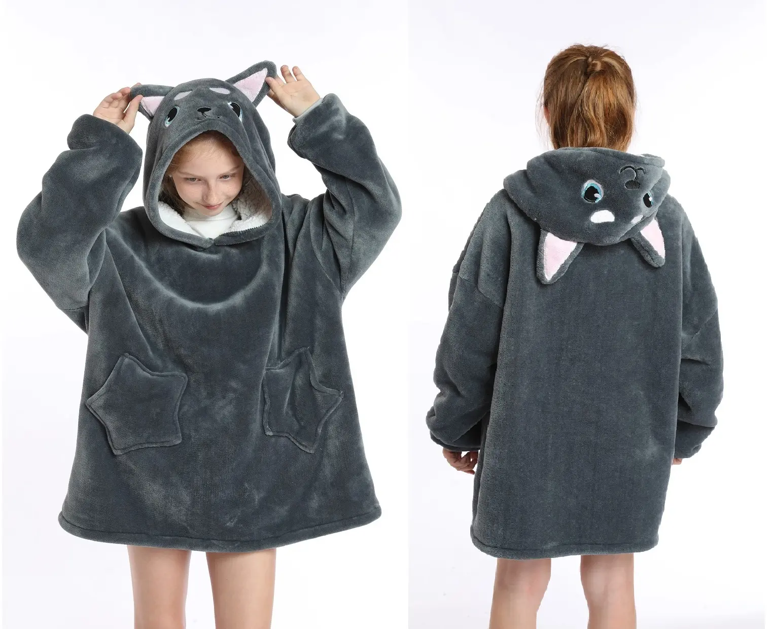 Flannel Black Hooded One-piece Pajamas children&kids Cartoon Animal Hot-selling Children and kids Blanket Throw