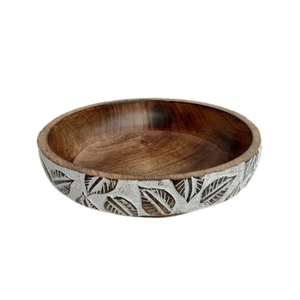 Poignée latérale décorative Bol en bois d'acacia Salle à manger Design classique Table de table Couleur marron Bol de service en bois naturel - Product Image 3