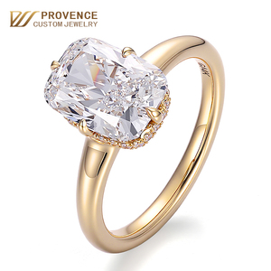 Bague en or 18 carats avec grand diamant de 3 carats, taille coussin allongée, diamant de laboratoire, livraison rapide sur mesure pour femmes. - Product Image 1