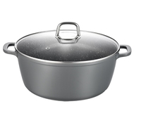 Marmite Casserole de Haute Qualité en Aluminium Moulé Sous Pression Antiadhésive Revêtue de Marbre, 32 CM de Diamètre, 22 CM de Hauteur