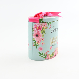 Lata Redonda de Metal con Diseño Floral Personalizado, con Lazo de Cinta, Envase Vacío para Té Negro Premium, Ideal para Regalo - Product Image 6