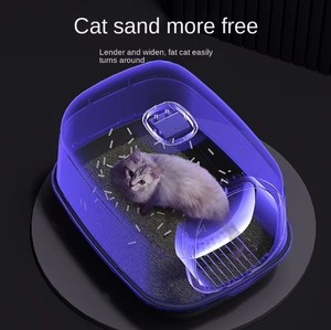 قطة كبيرة جدًا مقاومة للرذاذ مع مرحاض بلاستيكي مغلق بالكامل للتطهير وإزالة الروائح الكريهة - Product Image 5