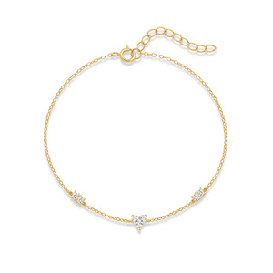 Pulsera Apilable de Plata de Ley 925 con Forma de Corazón y Circonita Cúbica 5A, Minimalista, Básica, para Uso Diario, para Mujer, Joyería de Moda - Product Image 1