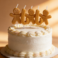 Bougies d'anniversaire en forme de bonhomme en pain d'épices et de canne à sucre, décorations de gâteau pour les anniversaires d'enfants et les fêtes de fin d'année
