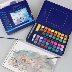 Ensemble de peinture à l'<span class=keywords><strong>aquarelle</strong></span> solide Giorgione Professional 18 couleurs avec stylo à eau gratuit, <span class=keywords><strong>crayon</strong></span>, pinceau pour peindre sur toile et papier - Product Image 4
