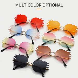 Gafas de Sol Redondas sin Montura para Mujer, Divertidas y a la Moda 2020, Gafas de Sol para Fiesta con Protección UV400, Diseño de Luna Poligonal y Smiley - Product Image 6