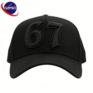 Gorra de Béisbol QZFSO Personalizada con Logotipos Bordados en 3D, Visera de Algodón y Gamuza, 5 Paneles, Alta Calidad, Color Negro Completo, Cierre a Presión - Product Image 1