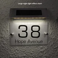 Plaque d'adresse de maison avec lettres, lumière solaire LED moderne, étanche, pour extérieur, bricolage