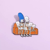 En gros : Broches en métal à l'effigie de dessins animés, épingles de revers amusantes, broches en émail souple sur le thème des Simpsons sur le canapé et d'anime, pour sacs et vêtements