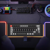 Keyboard Mekanik Nirkabel Tri-Mode Kompak 60% 64 Tombol Hitam Abu-abu Merah Keycaps Hot Swappable Keyboard Esports Gamer
