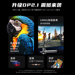 16k vàng-mạ 80Gbps dp 2.1 cáp Nylon Braid <span class=keywords><strong>HDR</strong></span> tương thích <span class=keywords><strong>FreeSync</strong></span> cho máy tính chơi Game 5090 7900xtx tương thích - Product Image 3