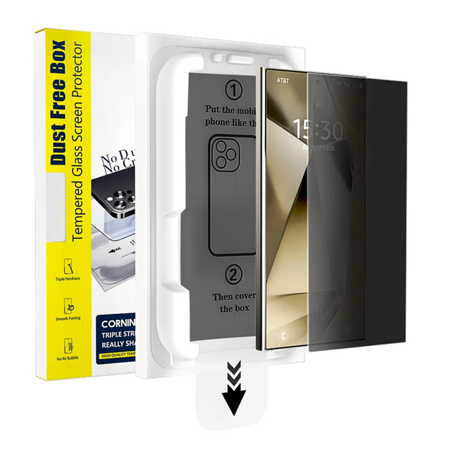 Wholesale Easy Installation Magic Box 9H Tempered Glass Silk Print Anti-Spy Screen Protector for S24 S25 Mobile Phone